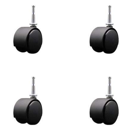 Service Caster 2-3/8'' Chair Casters Nylon Hood Twin Wheel 5/16'' Grip Neck Stem , 4PK SCC-GN02S60-NYS-4